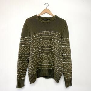 Banana Republic Fair‎ Isle Heritage Cottagecore Forest Green Grandpa Sweater L